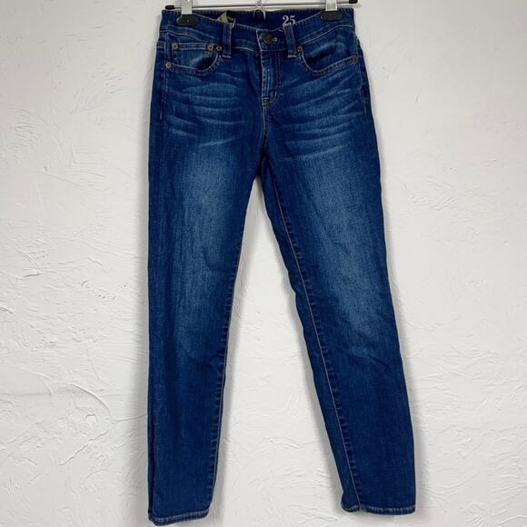 J Crew Blue Mid Rise Toothpick Jeans Womens 25 Skinny Denim Classic Casual - Picture 1 of 7